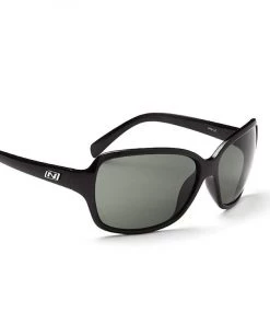 Optic Nerve Polarized Women's Sunglasses With 100% UVA/UVB Protection For Fashion And Style, Elixer - Shiny Black With Polarized Smoke Lens