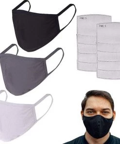 The Triathlete Store Cotton Reusable Face Masks - 3 Masks With 10 Filters | Bandanas