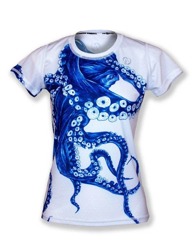 INKnBURN Women's Blue Octopus Tech Shirt, X-Small 2020 | Short Sleeve 3 INKnBURN Women's Blue Octopus Tech Shirt, X-Small 2020 | Short Sleeve