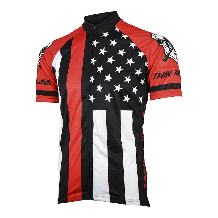 World Jerseys Thin Red Line Men's Road Cycling Jersey | Short Sleeve 3 World Jerseys Thin Red Line Men's Road Cycling Jersey | Short Sleeve