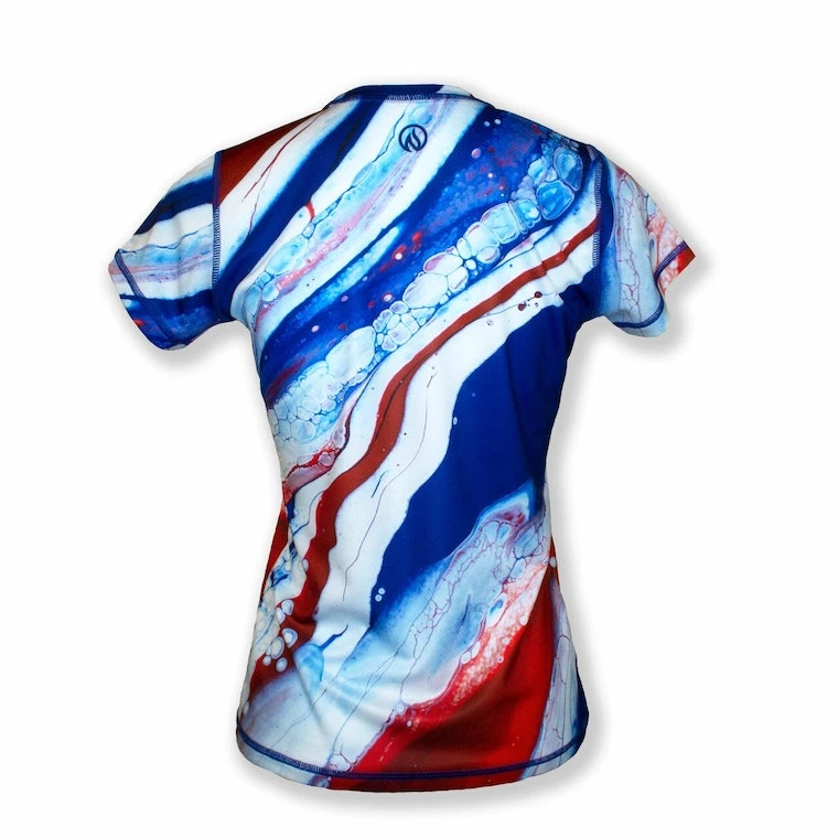 INKnBURN Women's Red, White And Blue Tech Shirt (XS) | Short Sleeve 4 INKnBURN Women's Red, White And Blue Tech Shirt (XS) | Short Sleeve - Image 2