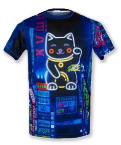 INKnBURN Men's Lucky Cat Tech Shirt (M, 2XL) | Short Sleeve