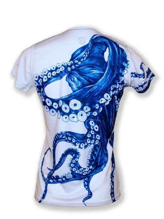 INKnBURN Women's Blue Octopus Tech Shirt, X-Small 2020 | Short Sleeve 4 INKnBURN Women's Blue Octopus Tech Shirt, X-Small 2020 | Short Sleeve - Image 2