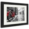 The Triathlete Store Framed Print, Retro Vintage Red Bike On Cobblestone Street In The Old Town Color In Black And | Posters