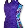 INKnBURN Women's Violet Tie-Dyed Mandala Racerback Tank Top (XS) | Sleeveless