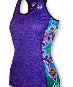 INKnBURN Women's Violet Tie-Dyed Mandala Racerback Tank Top (XS) | Sleeveless